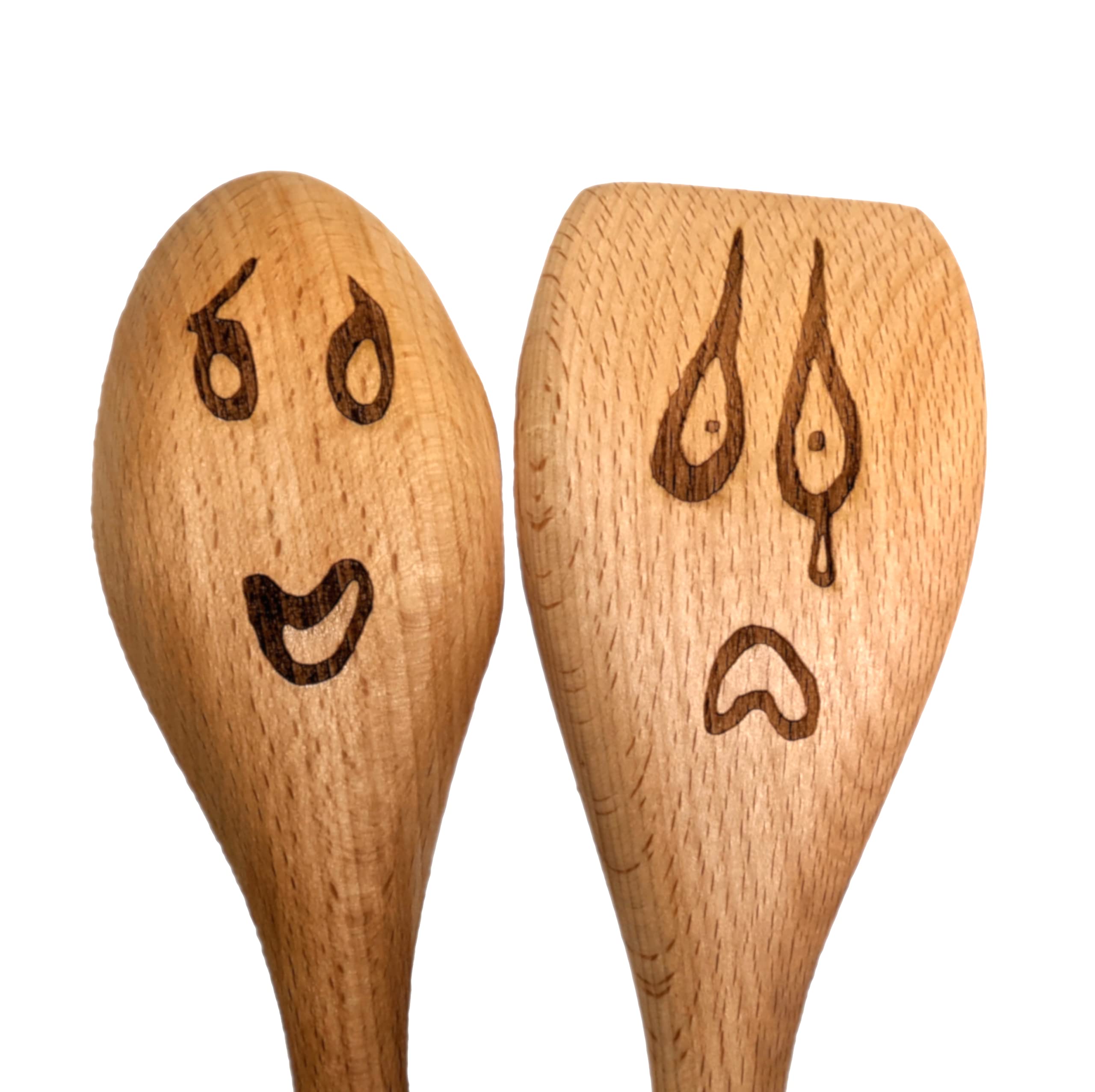 Mr Spoon and Mr Spatula spoon set made of solid beech wood