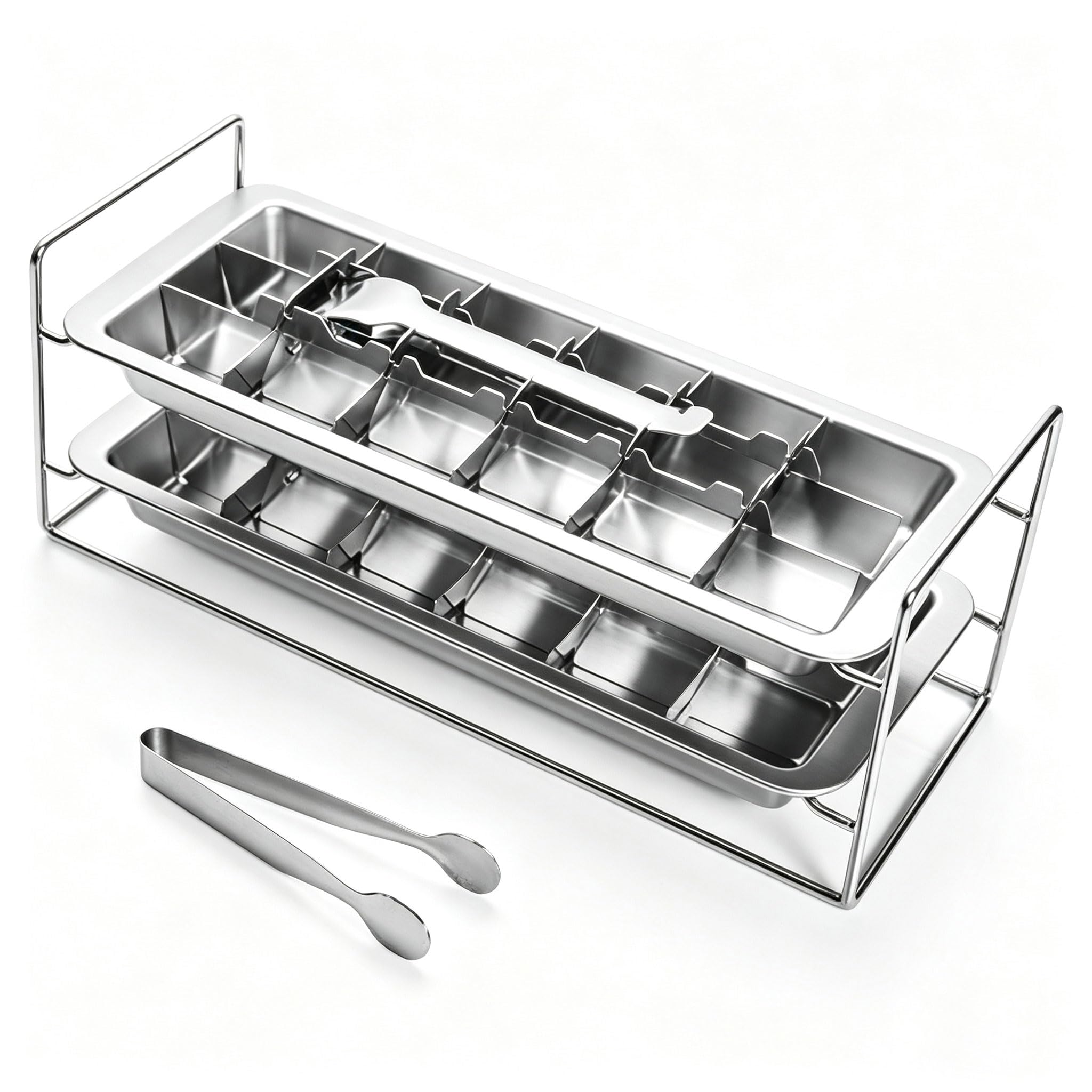Mrxxjz 1-Pack stainless steel ice cube trays with lever
