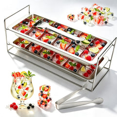 Retro design stainless steel ice cube tray with 3-row system