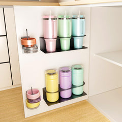 MSJGA Stanley Cup Holder Water Bottle Organizer mounted on a cabinet door