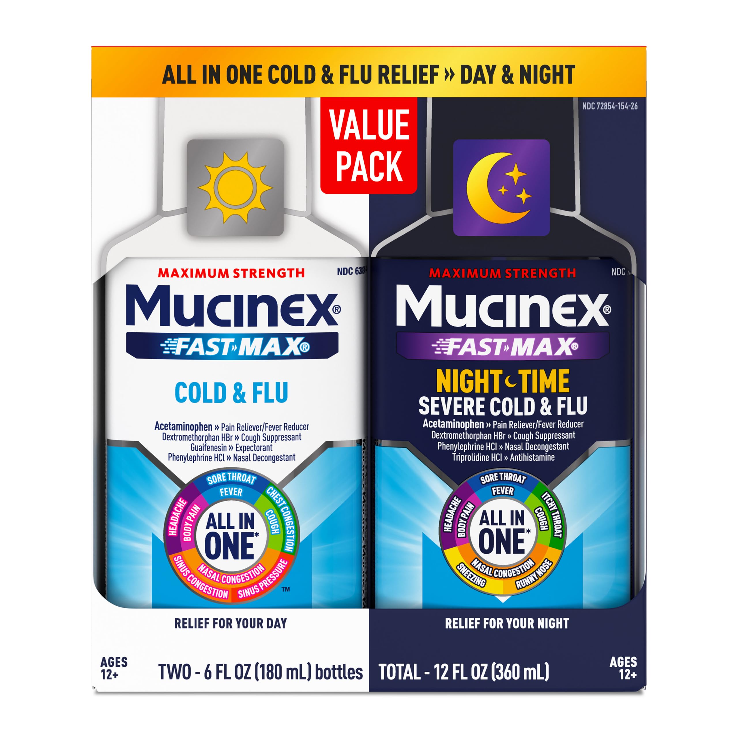 Mucinex Fast-Max Cold & Flu All in One Day in Night Value Pack box