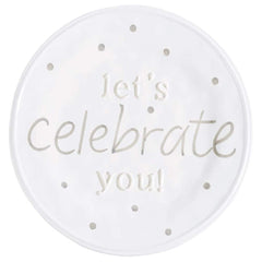 Mud Pie Celebrate You Dinner Plate white 11 1/2 dia
