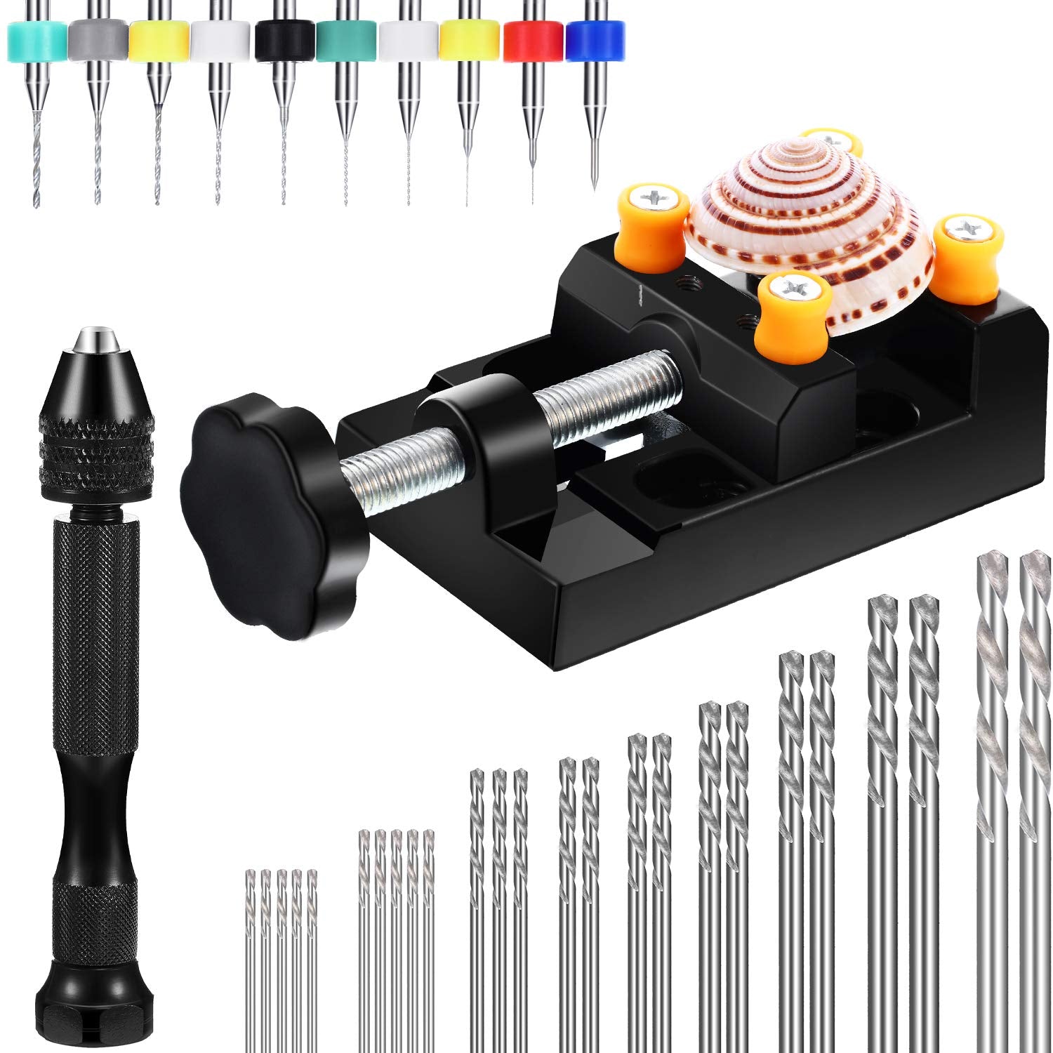 Mudder pin vise with 3-claw chuck in compact kit