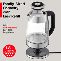 Automatic shut-off and boil-dry protection features