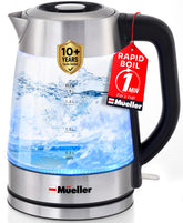 Mueller Rapid Boil Electric Tea Kettle 1.8L with borosilicate glass and stainless steel