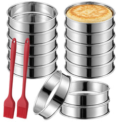 Stainless steel muffin rings with double rolled edges