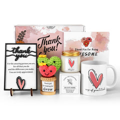 MUGEEY thank you gifts for women product image with 3D wooden sign and cocret heart pot