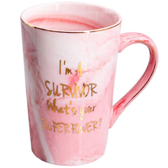 Mugpie pink ceramic coffee mug 12.5oz cancer survivor gift for women