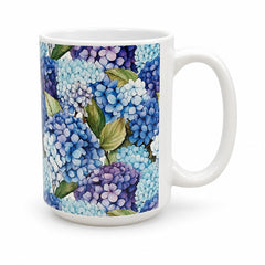 Mugzan blue and purple hydrangea garden mug 15 oz ceramic