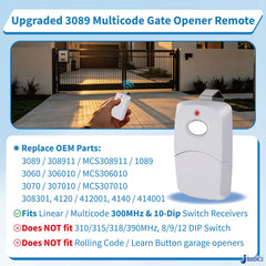 Multicode Linear gate remote compatible with 1090 series