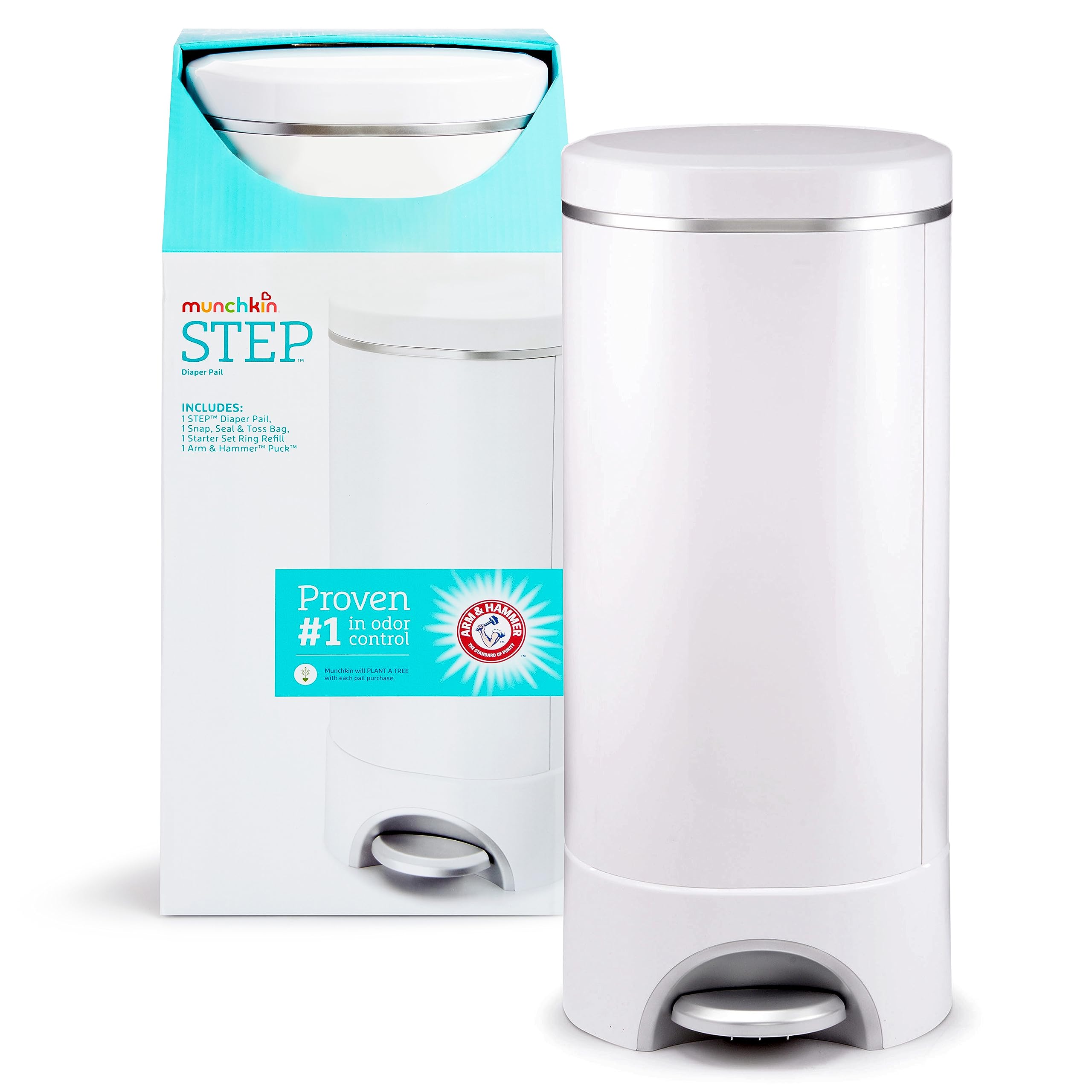 Munchkin STEP Diaper Pail powered by Arm & Hammer close up