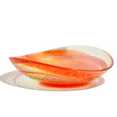 Murano Glass Bowl orange opalescent spiral center 6.8x6.1 inches
