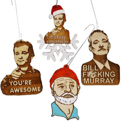 Murray 4 piece Christmas ornament set wooden 3x2 inches