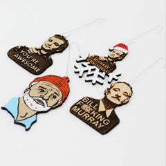 Hand-painted birch wood Murray ornament 3x2 inches