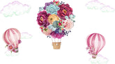 murwall kids wall decal pink floral hot air balloons set
