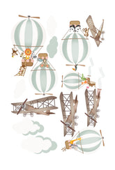 Murwall kids wall decal set with hot air balloons
