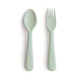 mushie flatware fork spoon set for kids sage