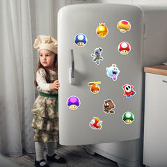 Mushroom design fridge magnets by Pounchi on metal surface