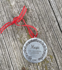 Music Ornament Christmas Tree double sided pewter close up