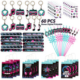 Music party favors 12 pack with treat bags and straws