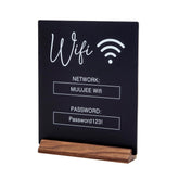 MUUJEE Custom WiFi Password Sign with Walnut Wood Stand on desk