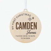 Birch Wood Engraved Text baby milestone ornament