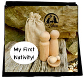 My First Nativity four piece natural nativity wood dolls set
