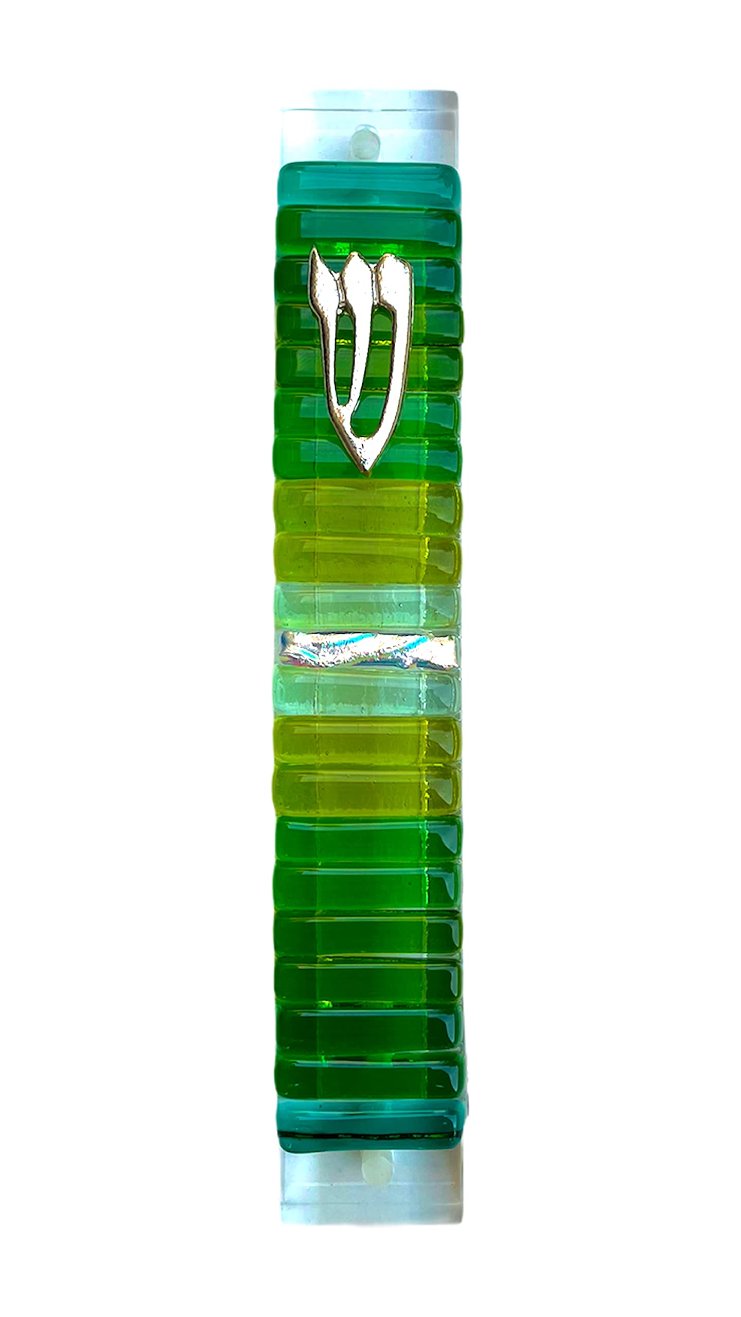 My Glass Expressions mezuzah case in green color