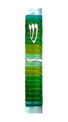 My Glass Expressions mezuzah case in green color