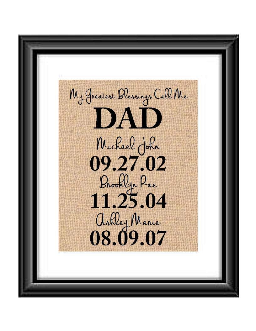 8x10 burlap print personalized with up to 8 names My Greatest Blessings Call Me Dad