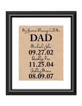 8x10 burlap print personalized with up to 8 names My Greatest Blessings Call Me Dad