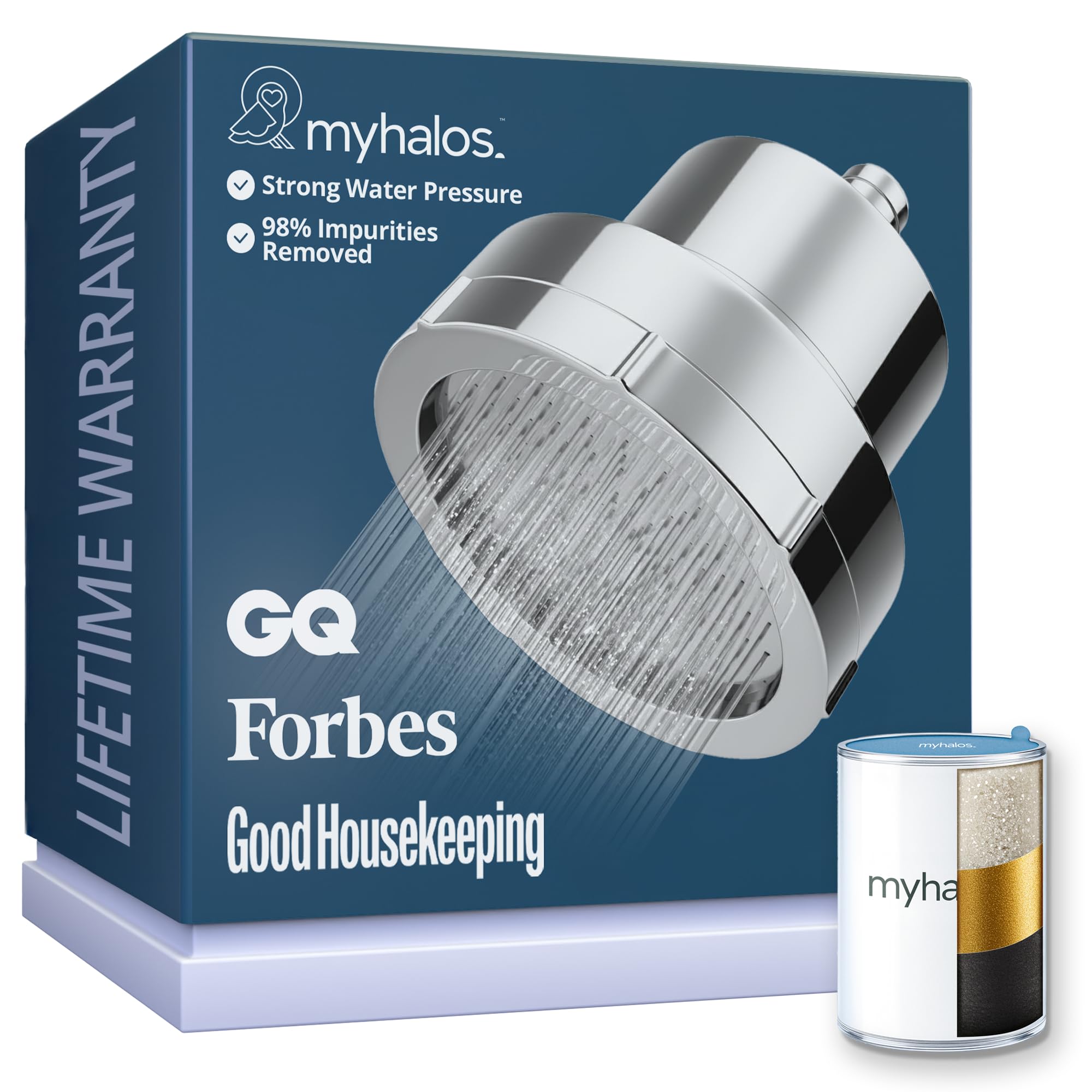 MyHalos filtered shower head hard water chrome