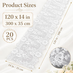 White lace table runners 14x120 inches MySHUCE