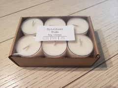 Hand poured Nag Champa tealights with essential oils close up
