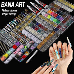 18000+ nail charms and gems organized in boxes