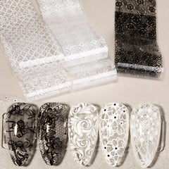 White lace flower nail foil sheet