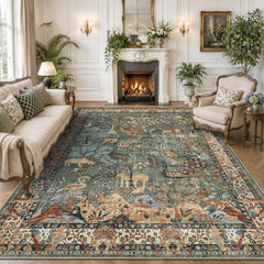 NakedCloud 8x10 large area rug with vintage animal floral print