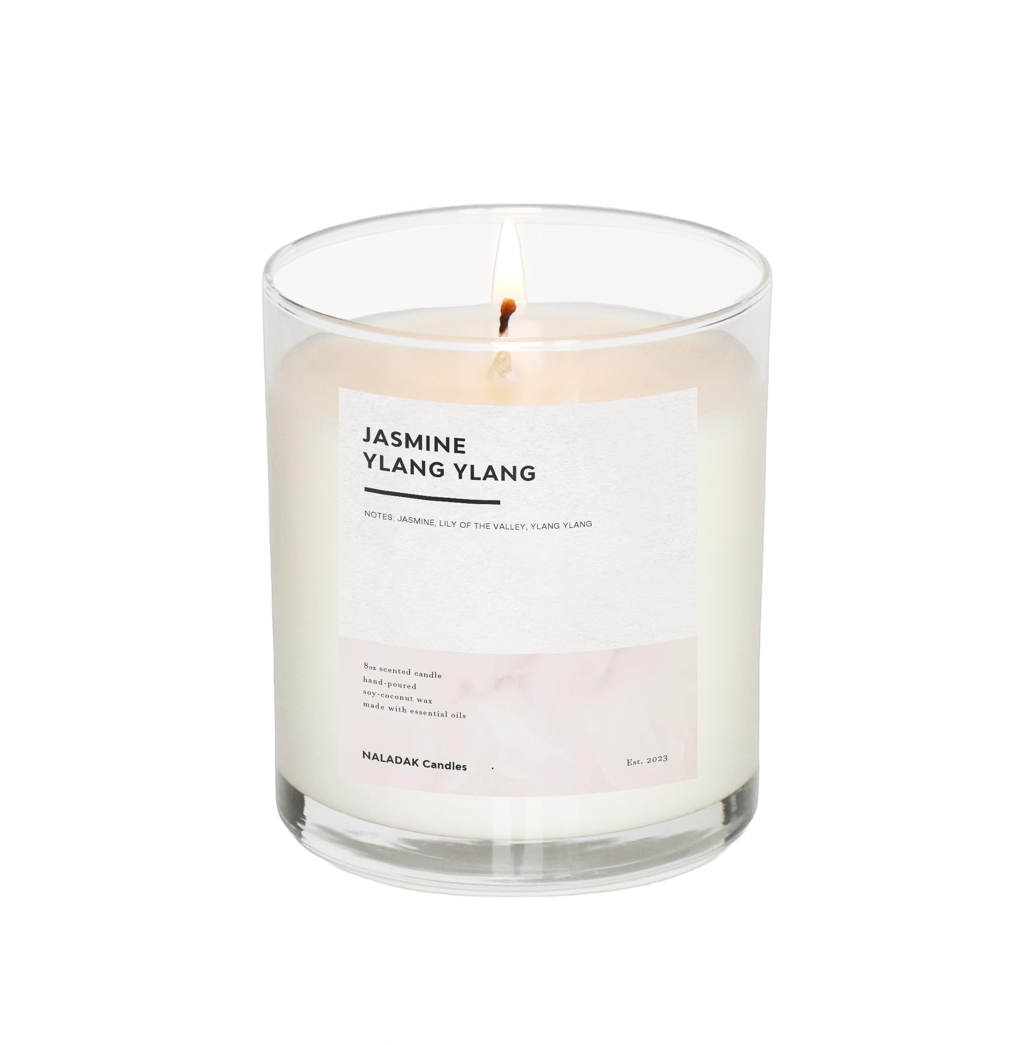 Jasmine Ylang Ylang Candle 8oz single wick by NALADAK Candles