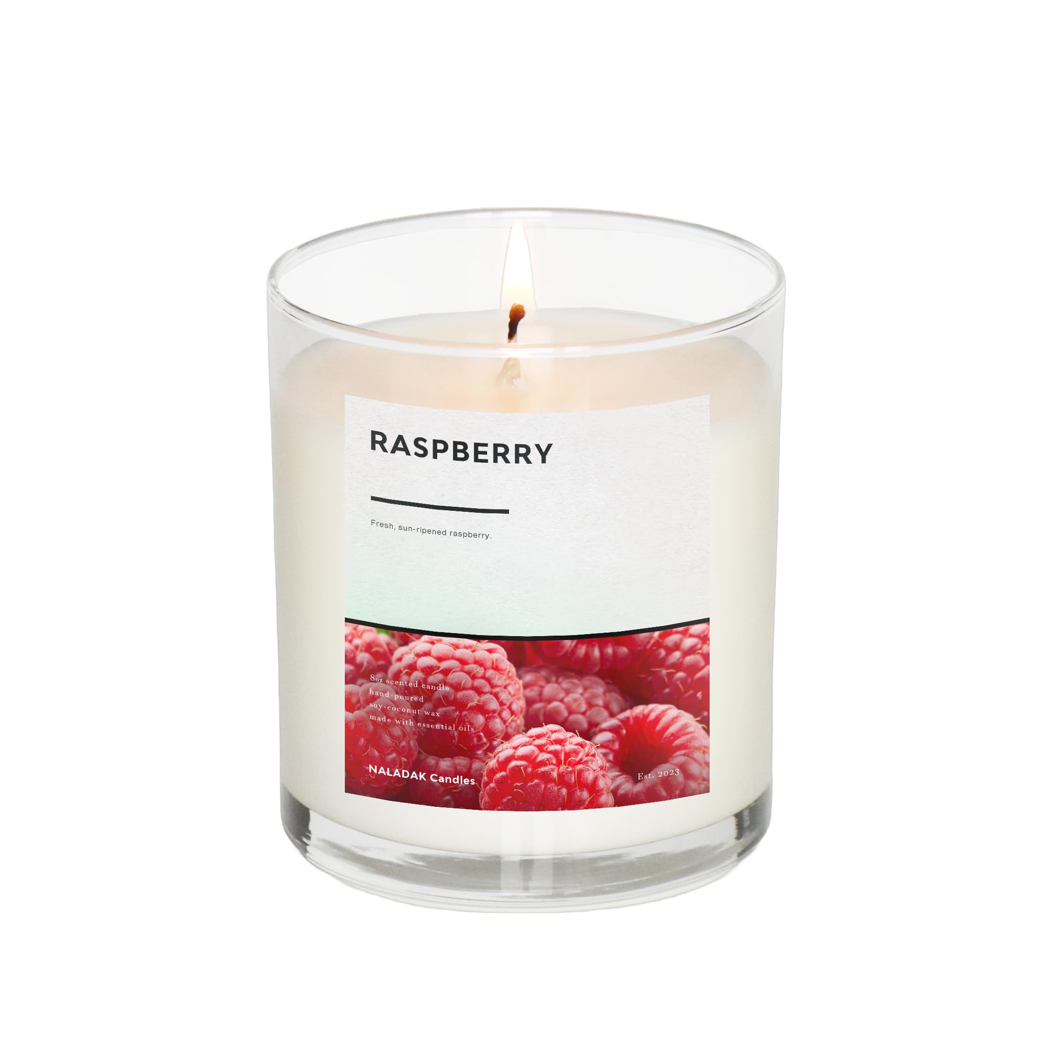 NALADAK Raspberry Candle 8oz single wick in glass jar