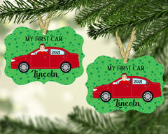 Name and year customization on My First Car Ornament