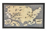 National Park Bucket List Map standard size 18x11 framed