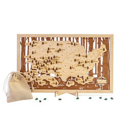 National Park Map wooden sign with two-layer stained wood