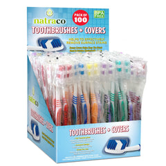 natraco bulk toothbrush pack with covers in assorted colors