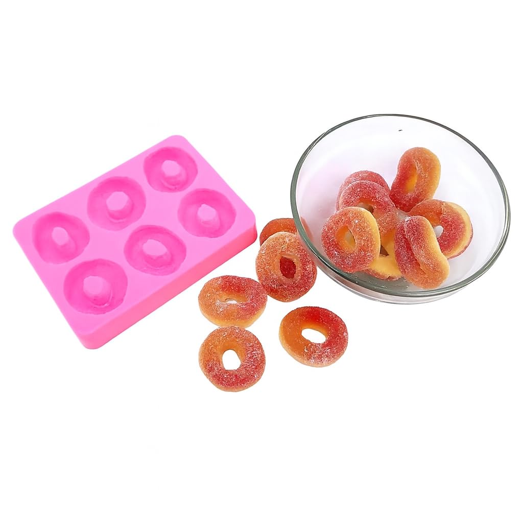 Natucraft Realistic Peach Rings silicone mold 6 cavity pink