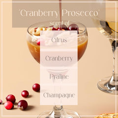Cranberry Prosecco candle long burn time 40+ hours