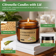 2.1 oz soy wax citronella candle in glass jar