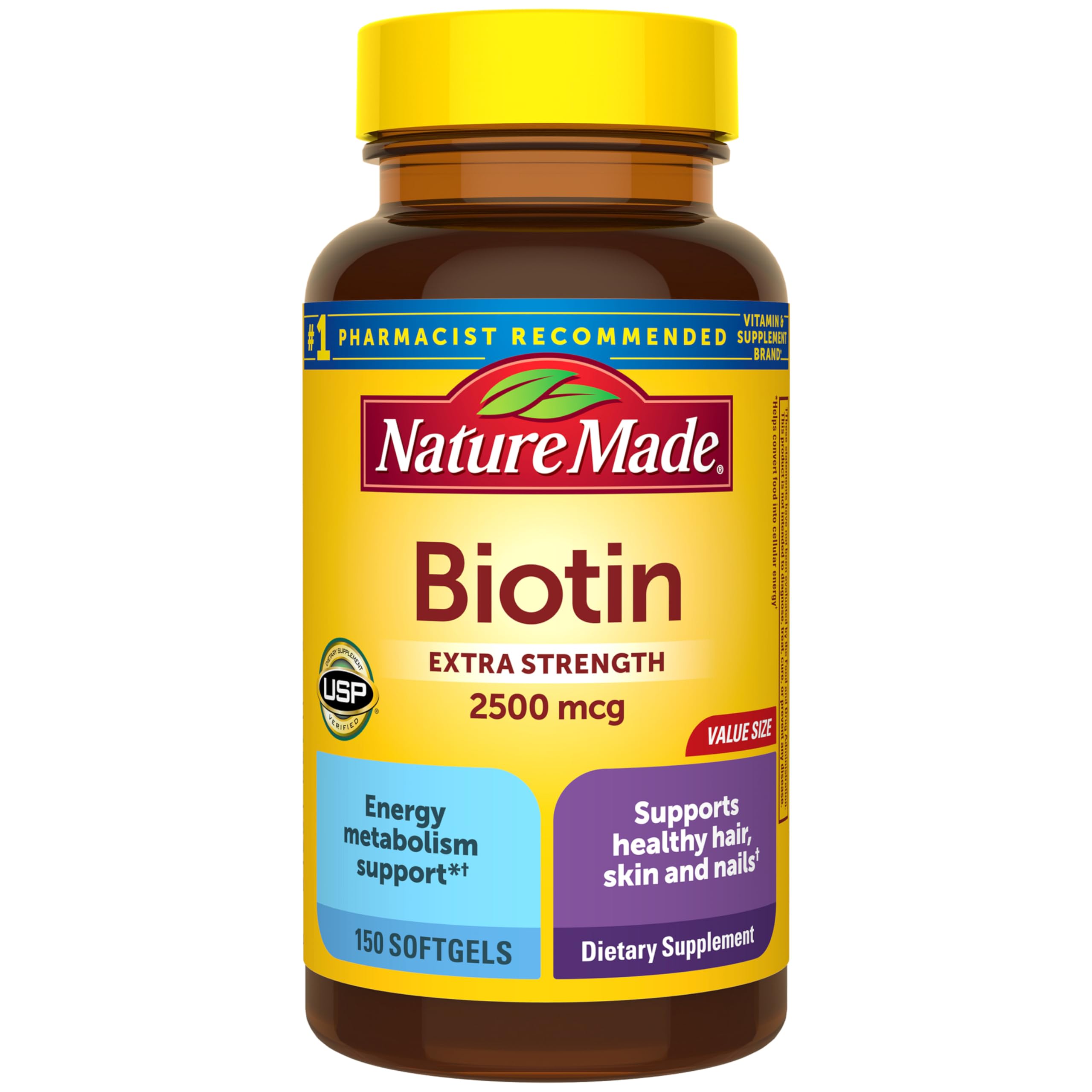 Nature Made Biotin 2500 mcg extra strength softgels bottle