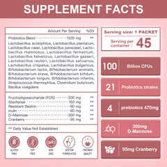 Probiotic powder with 21 strains for women for gut health