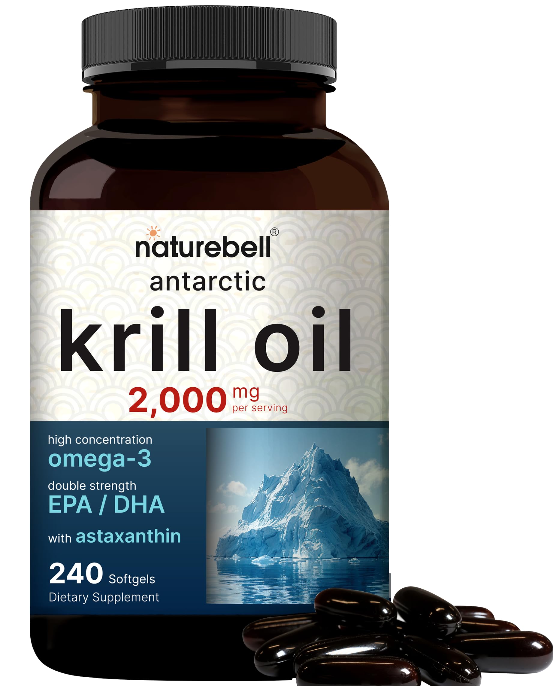 NatureBell Antarctic Krill Oil 2000mg bottle label