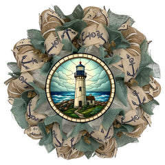 Nautical wreath front door decor 24 inch diameter